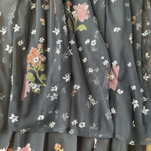 Free People With Love mesh Floral Mini Dress Black sheer Size S Boho Romantic - Picture 5 of 8